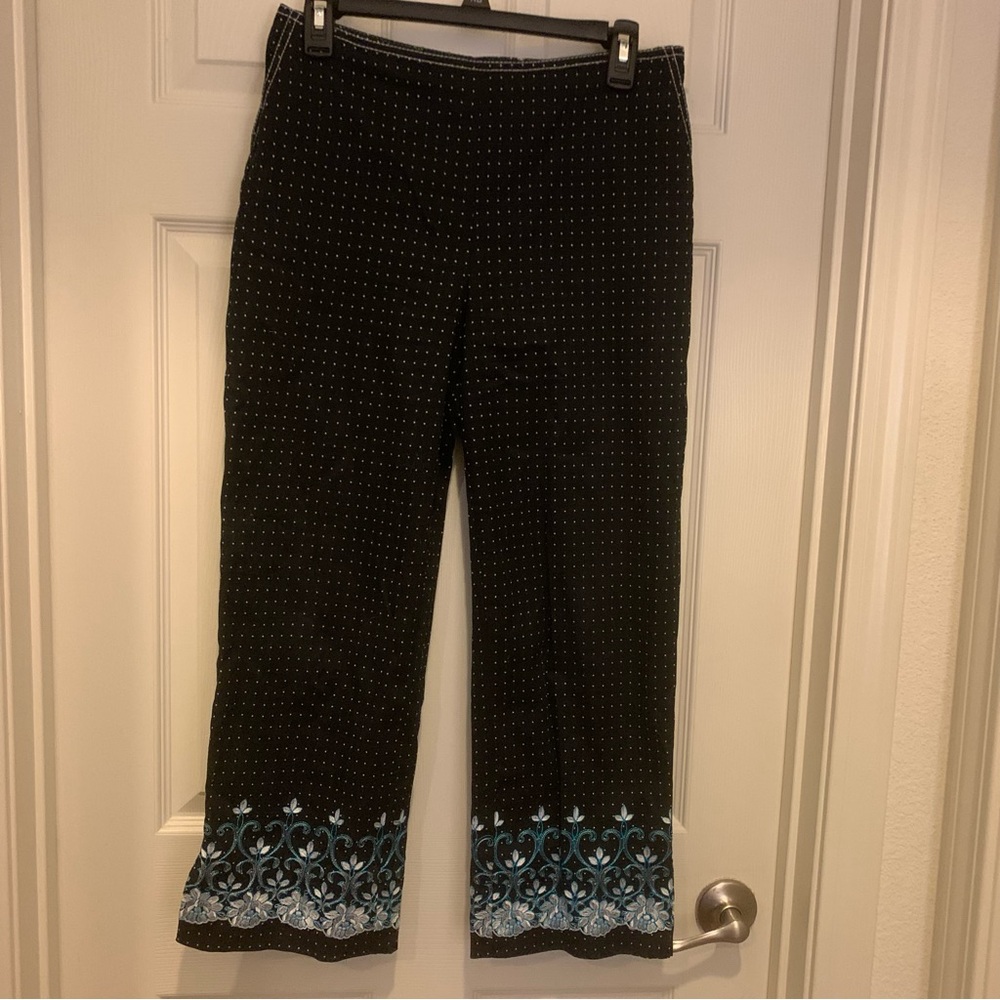 Black and Blue Patterned Pants, Size 6